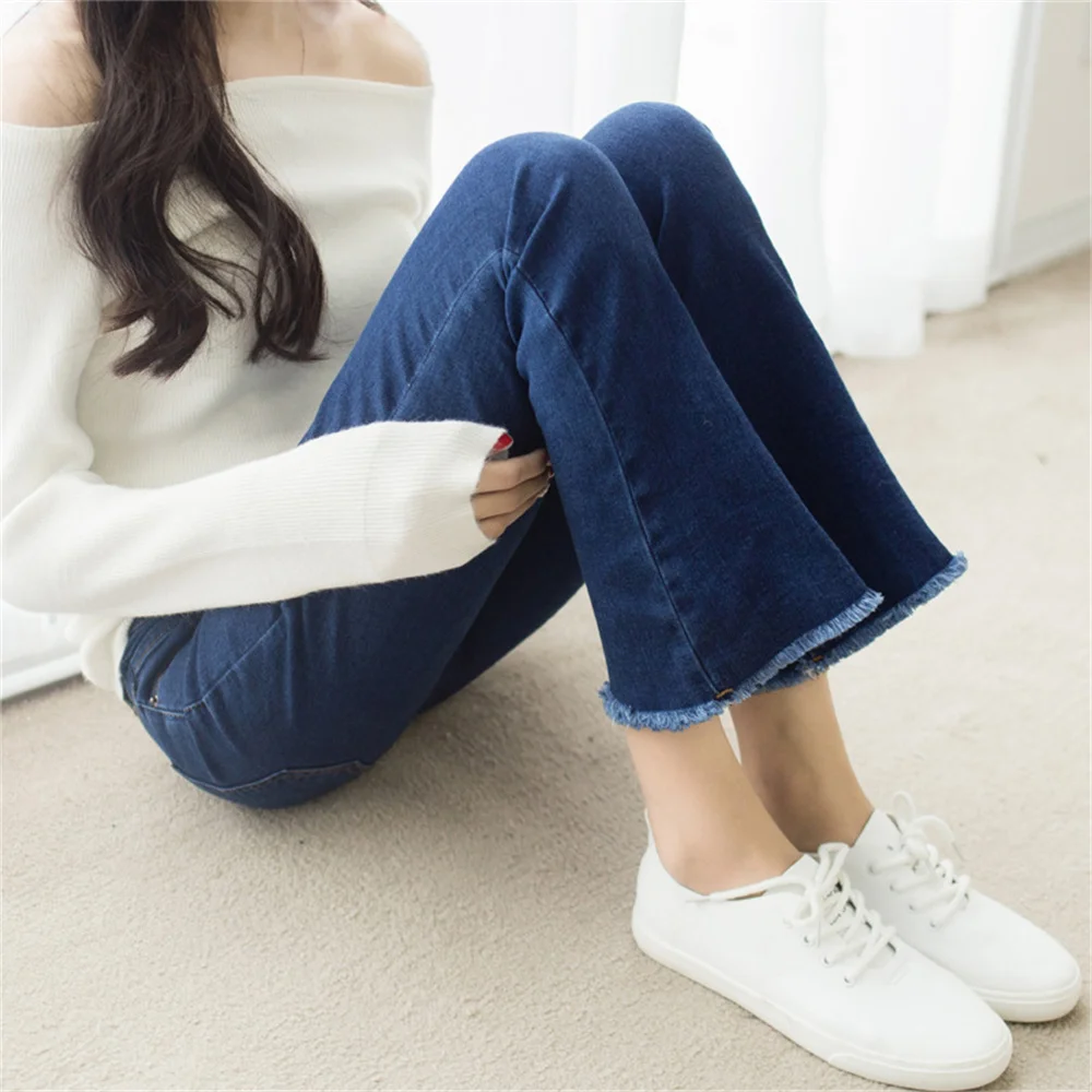 Spring Autumn Thin Fashion Y2K Blue Jeans Women High Waist Stretch Jeans Femme Trousers Vintage Casual Comfort Denim Flare Pants