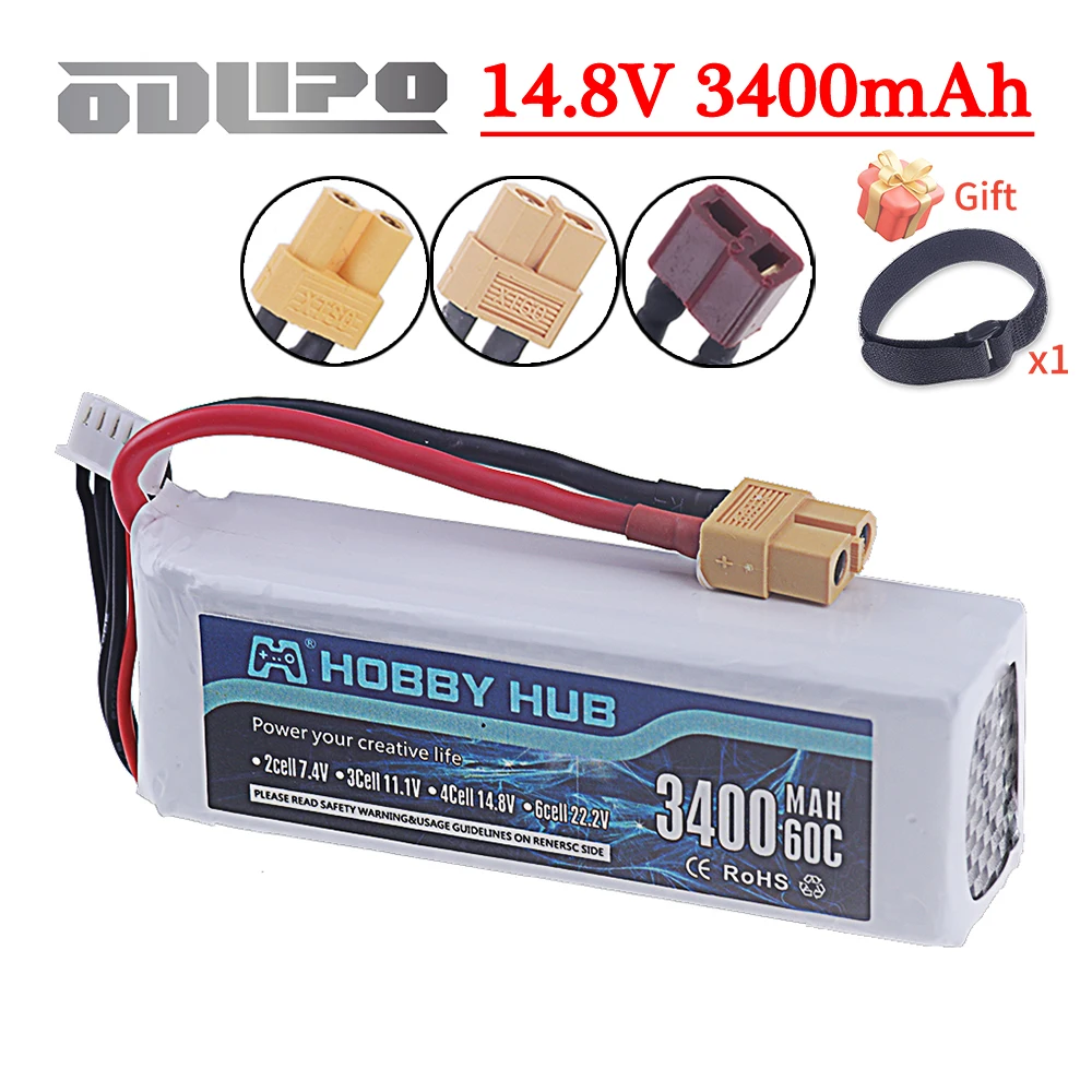 

4S 14.8V 3400mAh 60C Lipo Battery with XT30 XT60 T Connector Softcase Battery for RC Crawler Truck Truck Airplane FPV UAV Drone