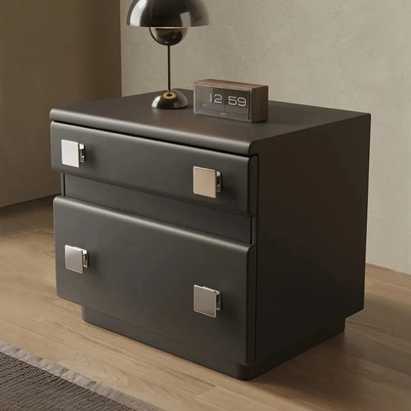 

Mild Luxury Retro Solid Wood Bedside Cabinet High-End Creative Black Bedside Table Modern Simple Home Low Cabinet