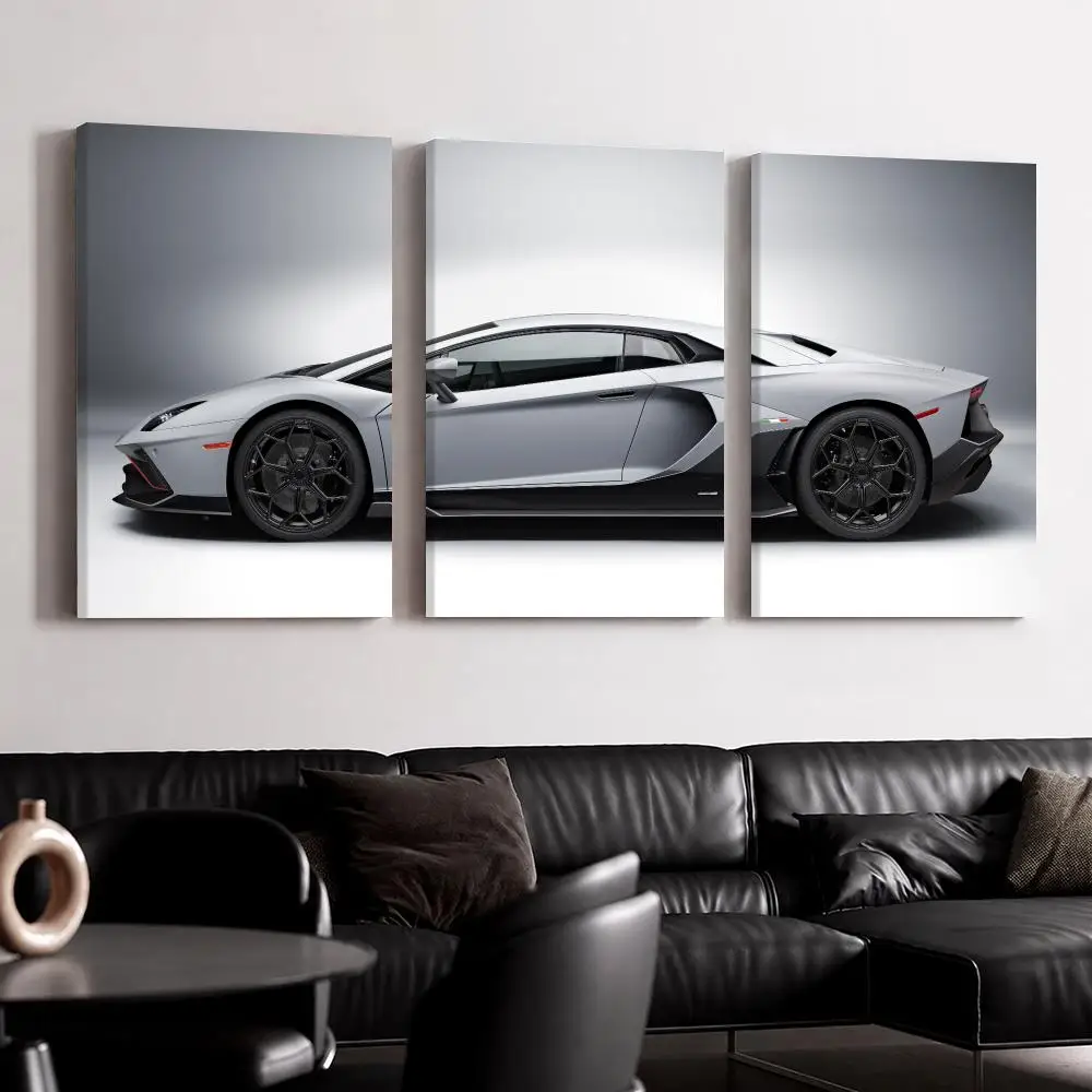 Contemporary Sports Car Art Framed Wall Painting Canvas Poster Ready to Hang Wall Art for Bedroom Living Room Home Decor Gift