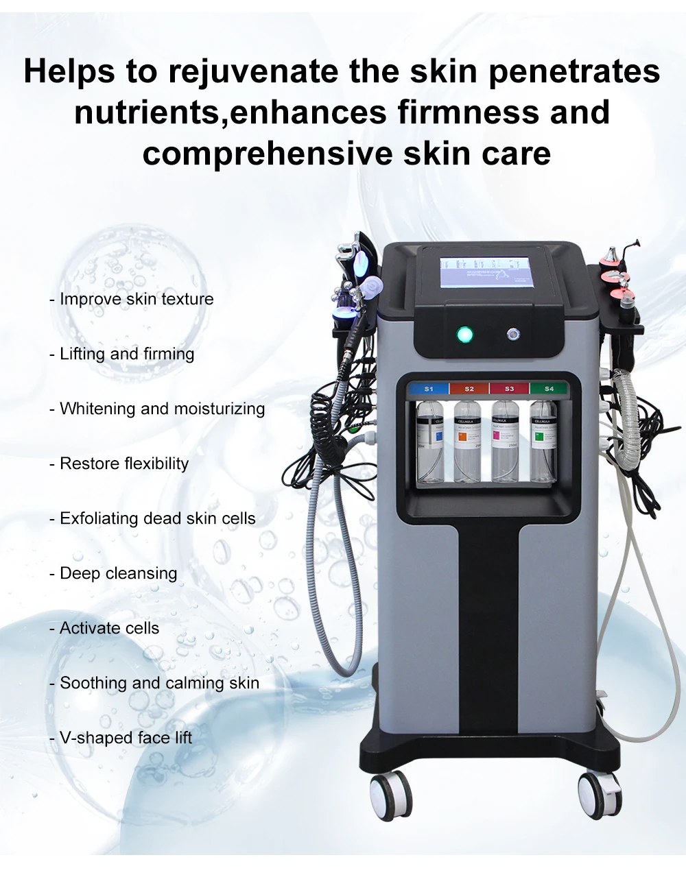 AOKO Neue 12 IN 1 Hydro Dermabrasion Aqua Peeling Ultraschall Gesichtspflege Sauerstoff Injektion Hautverjüngung Wittling Schönheitsmaschine – Detail 17