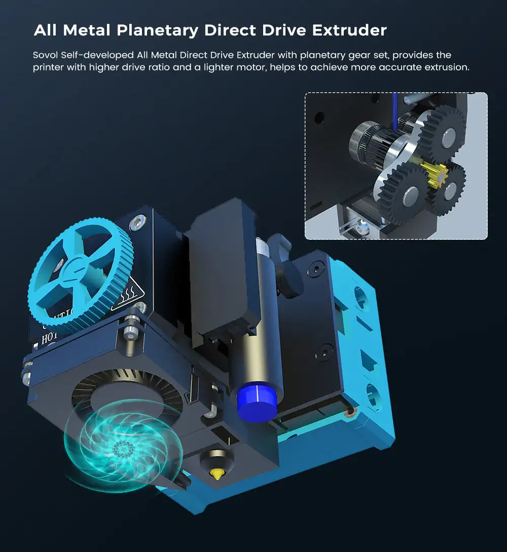 Imagem -03 - Sovol Sv06 Plus Impressora 3d de Alta Velocidade Alta Temperatura All-metal Hotend Planetário Dual Gear Extrusora Drive Direto Impresora 3d