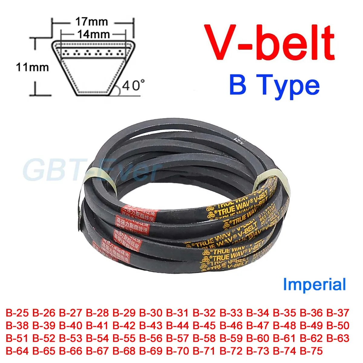 

1Pcs B Type Triangle Belt B-25 B-26 B-27 B-28 B-29 B-30 B-31 B-32 B-33 B-34 B-35 B-36~B-75 for Automotive Agricultural Equipment