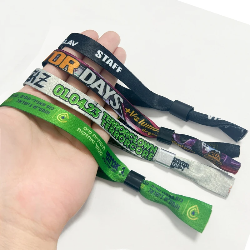 YERLLSOM 100pcs/Lot Hot Sale Custom Printed Logo VIP Event Ticket Wristband With Slider Closure Made of Polyester Material