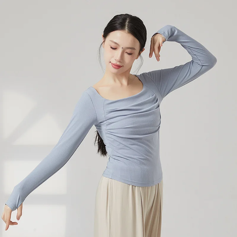 

Top women's new practice clothes can be worn daily long-sleeved Chinese classical dance body practice clothes
