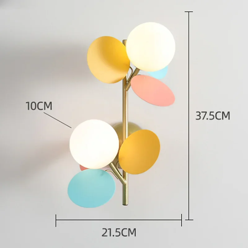 Nordic Macron Wall Lamp Colored Acrylic Sheet LED Light Milky White Ball Glass Lampshade Living Room Lighting Bedroom Decoration