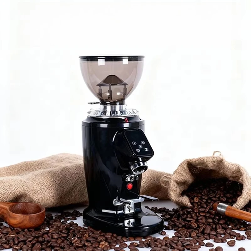 Commercial coffee grinder with stainless steel flat blade and fine grinding adjustment