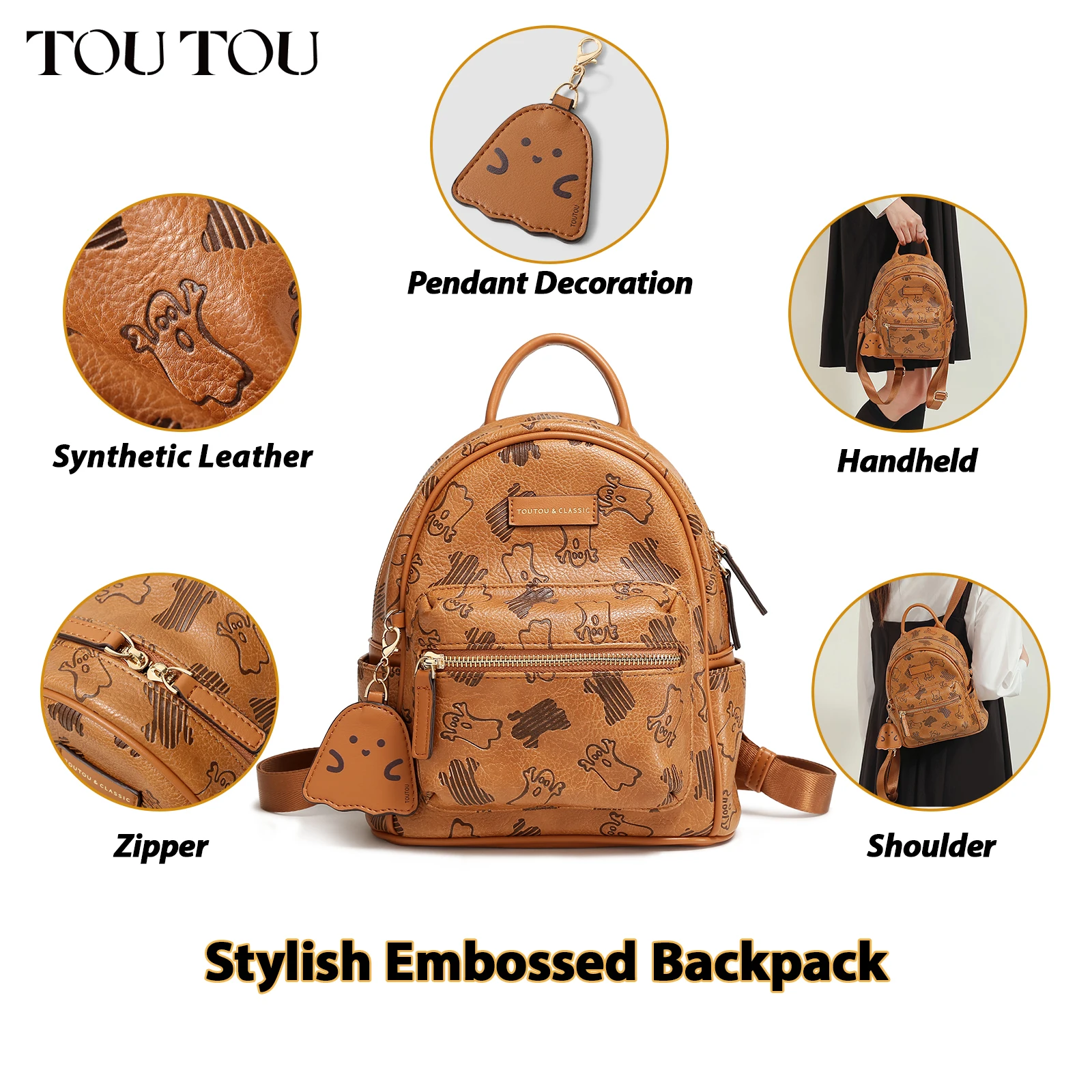 TOUTOU Women Backpacks for Travel Cute Print High Capacity Backpack Fashiona Japanese Korean Style Versatile Student Backpack