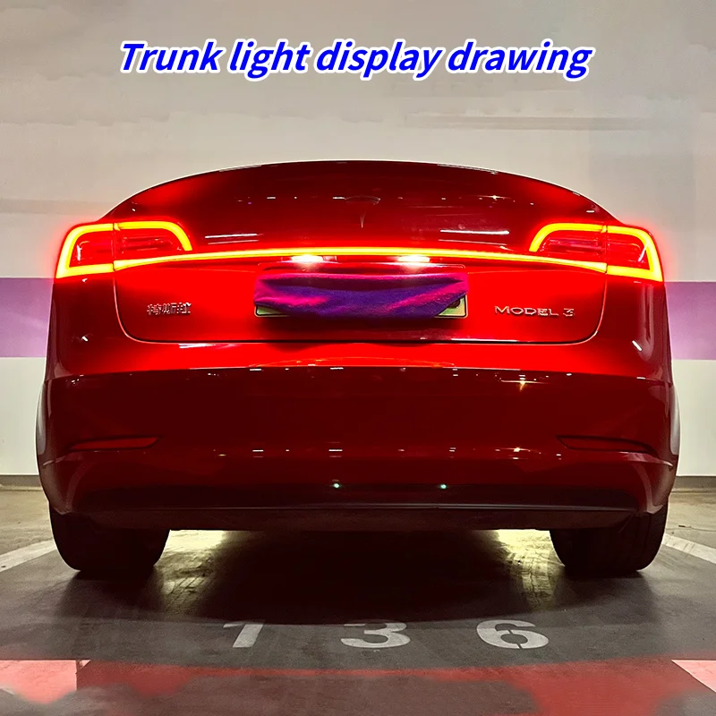 For Tesla Car Model Y 3 Through Taillight Dynamic Tail Rear Light Strip Upgrade And Modification Decoration M3 Y Upgrades y3