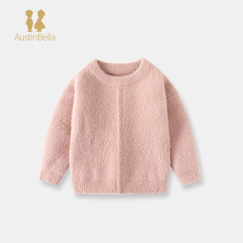 Mink Wool Children's Sweaters Fashion Solid Autumn Soft Warm Pullover Children Baby Girl Winter Clothes Knitted Sweater Tops