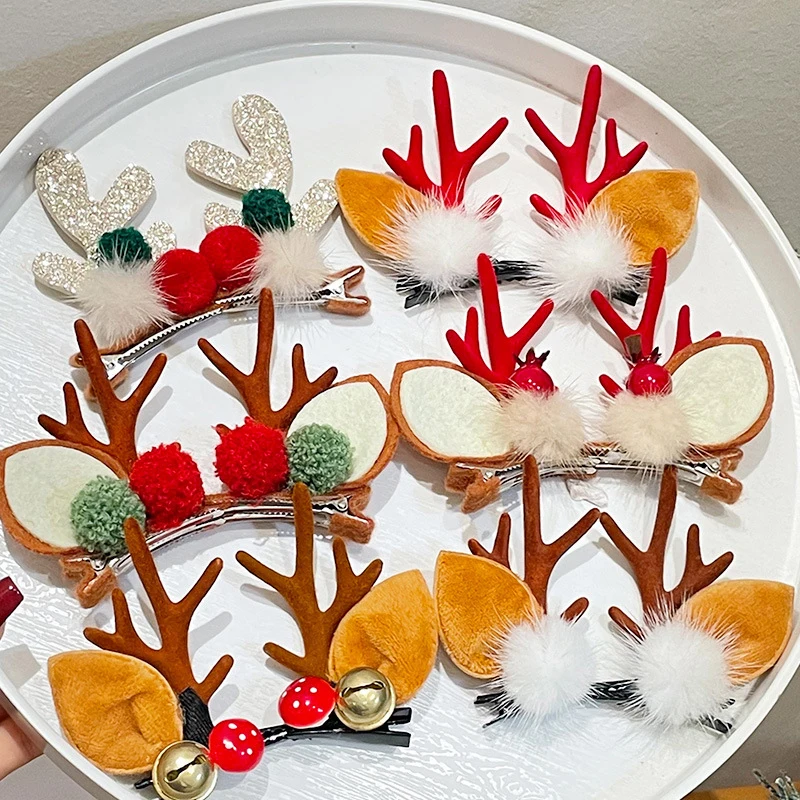 Kerst Gewei Barrette Hairware Nieuwjaar Meisjes Haarspelden Vrouw Party Ornament Accessoires Kerst Haarspeldjes Herten Oor Haarspelden