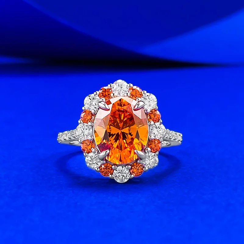 

Новое кольцо из серебра 925 пробы с 4 каратами Fenda Orange Bubble Water, высокоуглеродистый бриллиант, европейский и американский стиль, прямая трансляция, взрывная