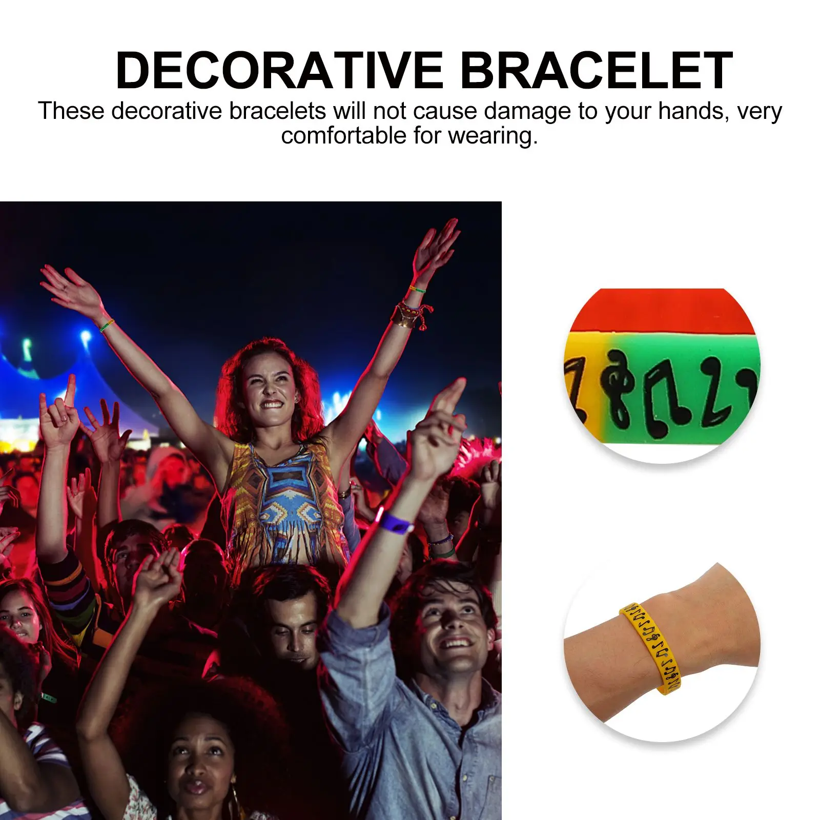 

10 Pcs Electronic Musical Bracelet Banquet Wristbands Silicone Bracelets Decorate Decorative Notes Rubber Silica Gel