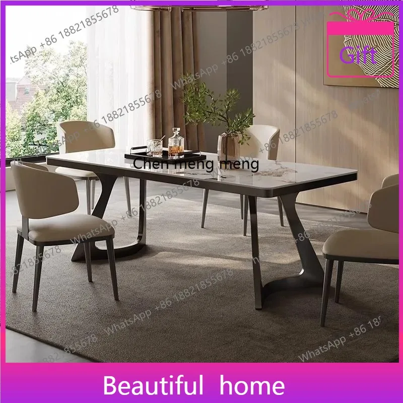 

Italian minimalist rock slab dining table, modern simple small household, square dining table and chair combination H