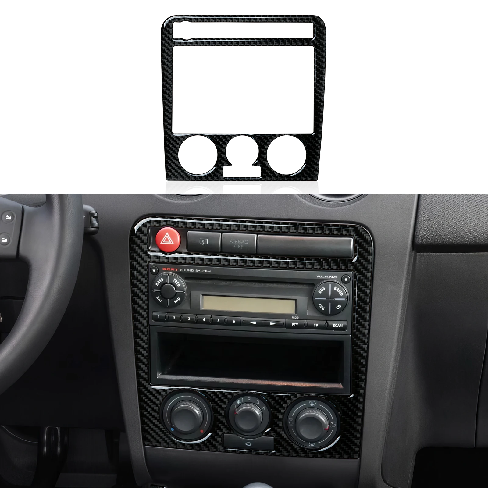 

For SEAT Cordoba 6L(2003-2009) Ibiza 6L (2002-2007) Trim Accessories Carbon Fiber Interior Sticker. Car Center Console CD Panel