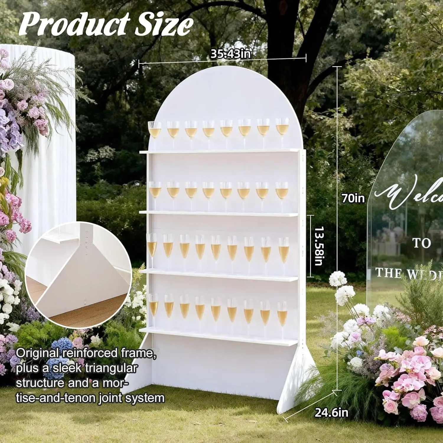 Champagne Wall 4 Tier 59 Ft White Wedding Arch Backdrop Stand