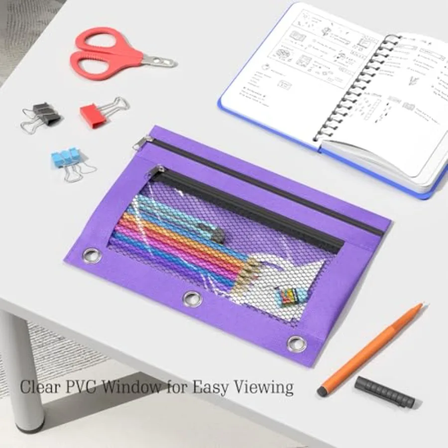 Teczki Binder Peil, Teczka Binder Peil do segregatora 3-ringowego, Podwójna kieszeń z przezroczystym okienkiem, Etui Binder Peil, Teczki Binder Peil zapinane na zamek z nitami