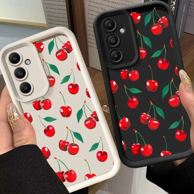 

Fruit pink cherry phone case for Samsung Galaxy A73 A54 A72 A53 A71 A52 A52S A51 A55 A35 A25 5G A15 4G soft case phone case