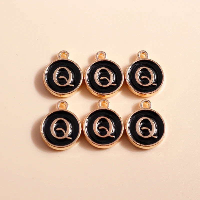 20 Stück 12x15mm Niedliche Schwarze Emaille A-Z 26 Alphabet-Buchstaben Anhänger für Schmuckherstellung Ohrringe Halsketten DIY Bastelzubehör – Detail 19