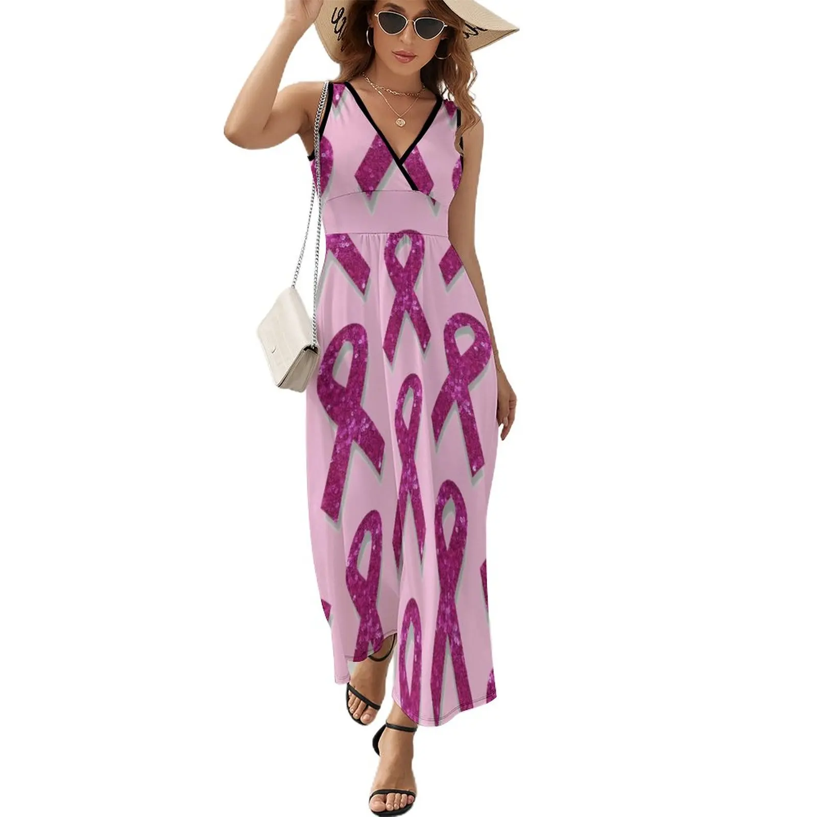 

pink breast cancer awareness ribbon Sleeveless Dress dresses for official occasions luxury dresses