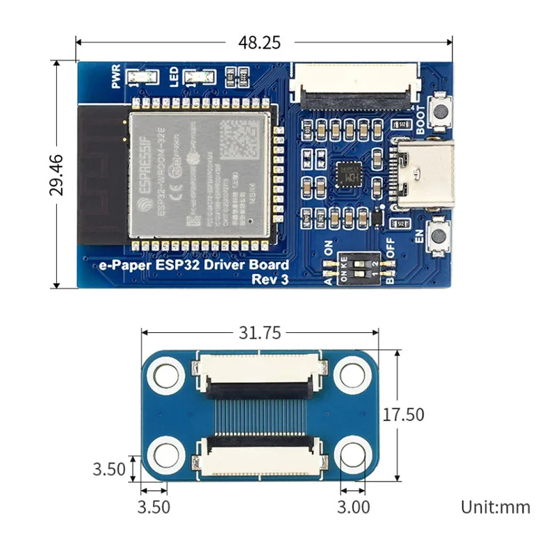 Universal E-Paper Raw Panel Driver Board, ESP32 WiFi Bluetooth Wireless Module, SPI Interface, Arduino IoT Dev Kit