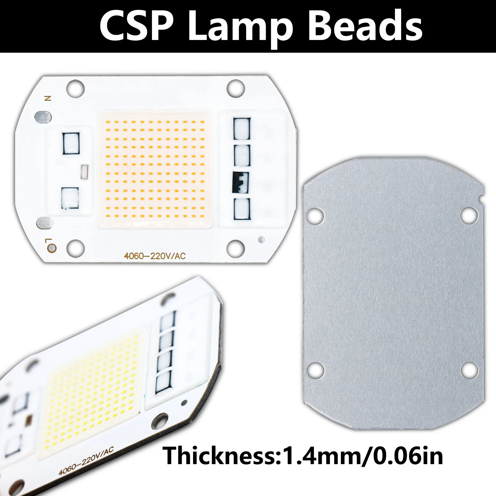 COB LED 램프 비드 칩 스마트 IC, 드라이버 필요 없음, 고압 AC 220V CSP50W, 따뜻한 냉기, 야외 조명 투광 조명용 DIY, 10 개