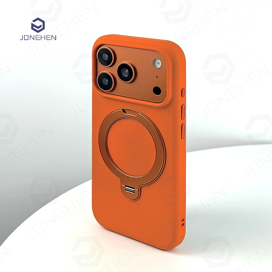 Роскошный чехол с магнитным креплением и вращением на 360 градусов для iPhone 17 16 Pro Max 17 Pro, оранжевый, противоударный, из поликарбоната, для Magsafe