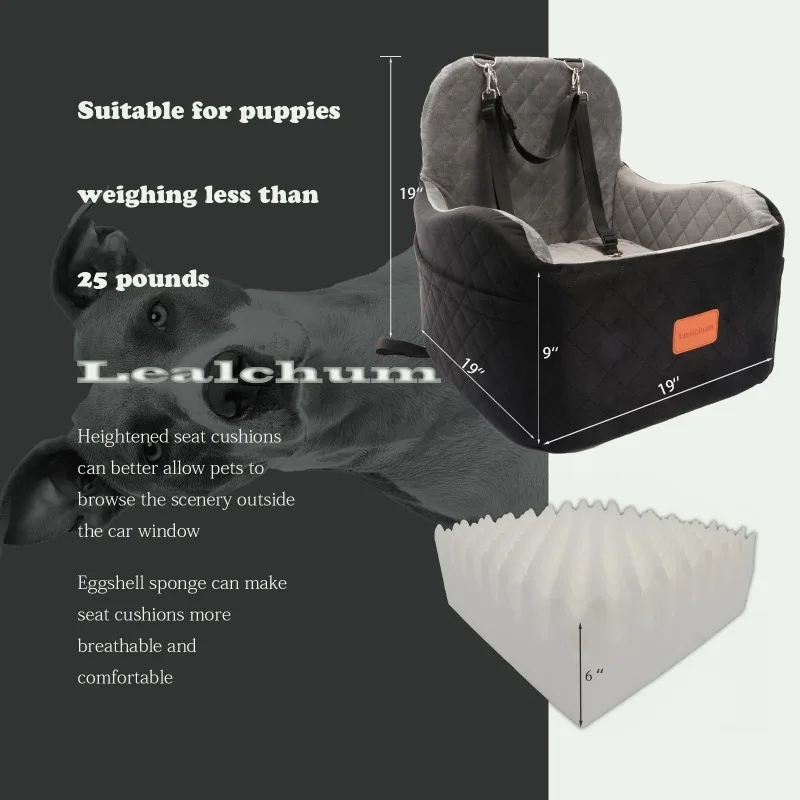 1PC Warm Portable Dog Car Seat for Pet Small Medium Dogs with Washable Cushion Bed Safety Belt Storage Pocket for Outdoor Travel view 2