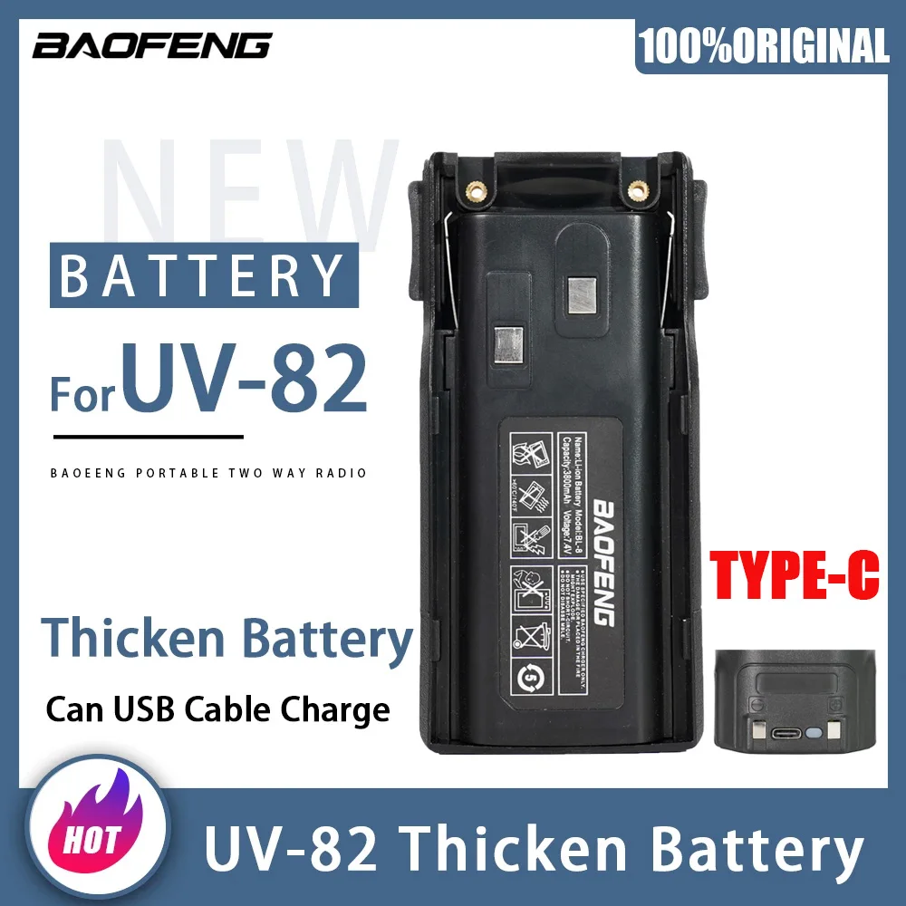 

Baofeng UV-82 Battery Thicken 2600/3800mAh Li-ion Battery for Walkie Talkie UV82 UV8D Two Way Radios Can USB Cable Charging