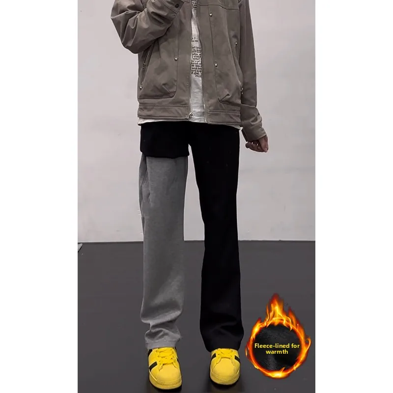 

Мужские прямые брюки Bla Fce на подкладке, осенне-зимние, с эффектом драпировки, высококачественные, расклешенные, длинные брюки