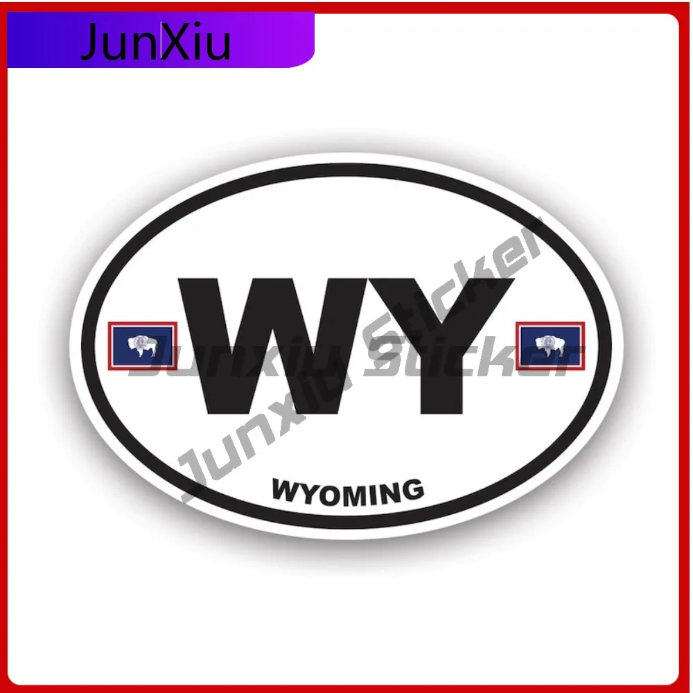 

Wyoming Flag Oval Sticker Waterproof Outdoor Cool Window Waterproof Vinyl Decal For Outdoor Safety Warnings Protection Unique