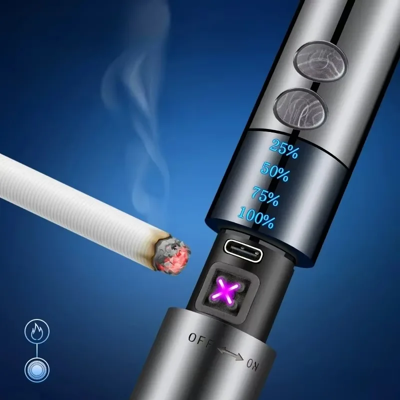 

Portable Multi-functional Metal Lighter USB Charging Windproof Double Arc Design Shaving & Cigarette Lighter for Men Gift