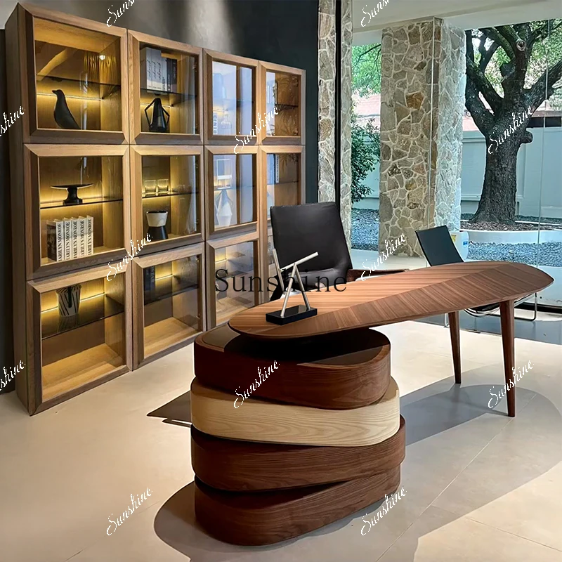 

Italian solid wood modern simple desk large class table rotating desk FT