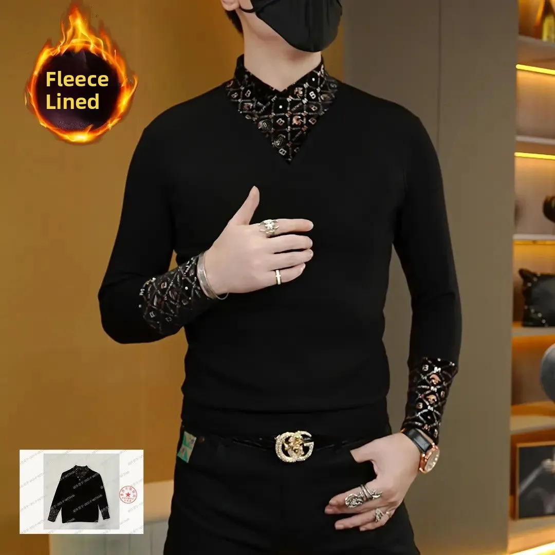 

Мужской модный зимний роскошный свитшот с флисовой подкладкой, длинными рукавами и воротником-шарфом, универсальный, стильный, трендовый.