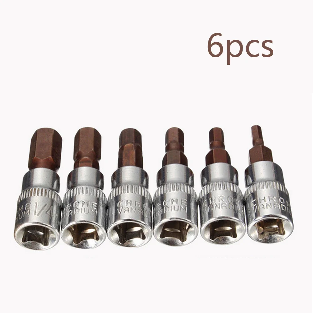 6 stücke Buchse Joint Sechskant Metrische Schraubendreher Bit Steckdosen Hand Werkzeuge 1/4 Zoll Stick Hex Bit Steckdosen Set HW3 HW4 HW5 HW6 HW7 HW8