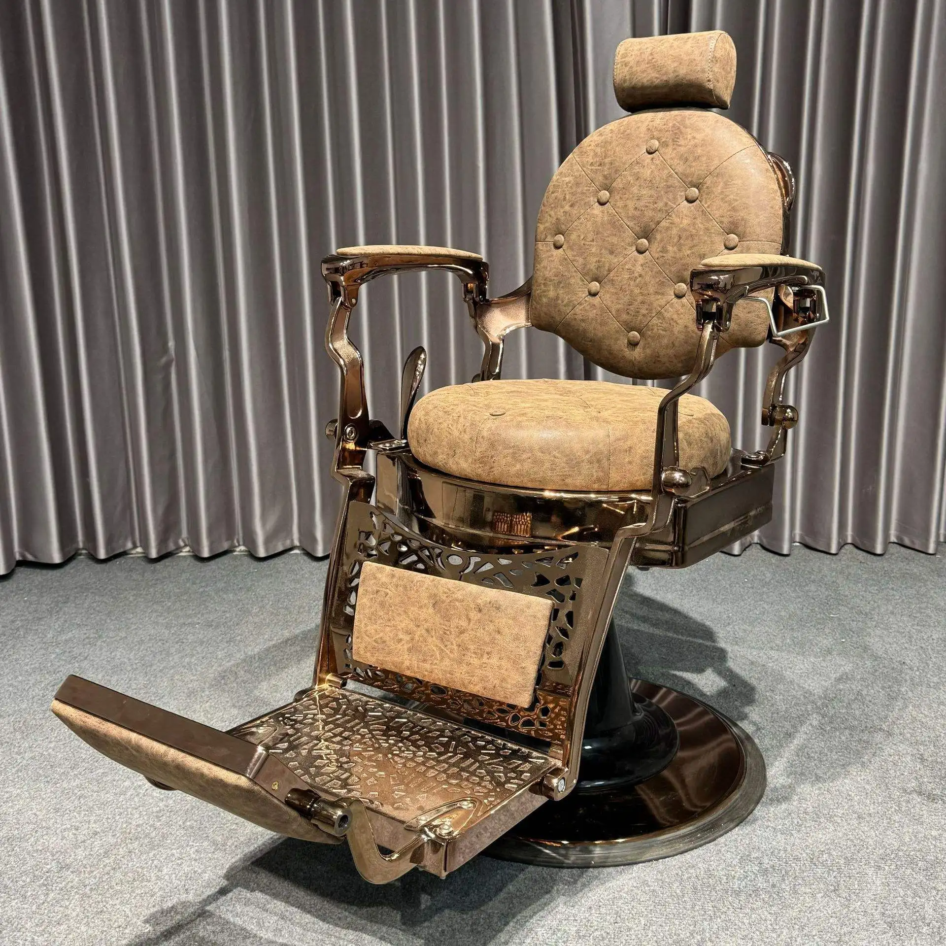 Rose Gold Armrest Styling Hairdressing Retro Stylish King Beauty Classic Hydraulic Furniture Hair Salon Barbershop Barber Chair