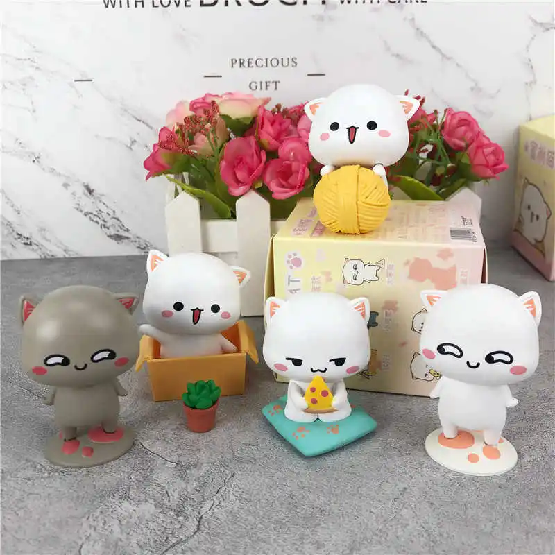 Hot Sale Mitao Cat Kawaii Season  Anime Figure Cute Cartoon Model Doll Collection Room Decoration Kids  Birthday Gift Ornaments