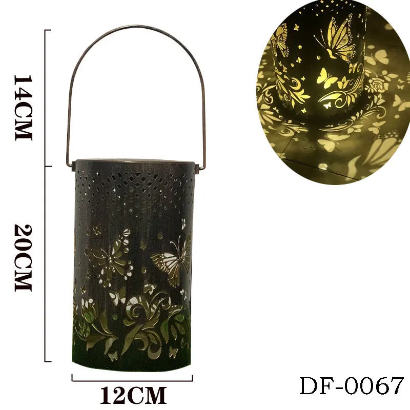 

Cross-border new barrel butterfly lamp wrought iron hollow pattern ambient light outdoor garden lawn light