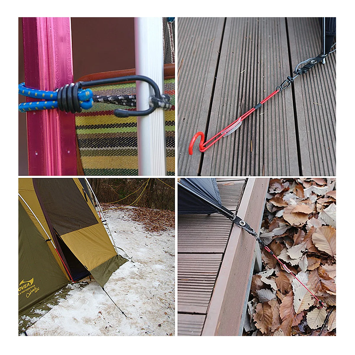 

6Pcs Elastic Rope Buckle for Tent Strong Camping Hook Portable Fixed Binding Strap Outdoor Gear Reliable Tension Control Clips