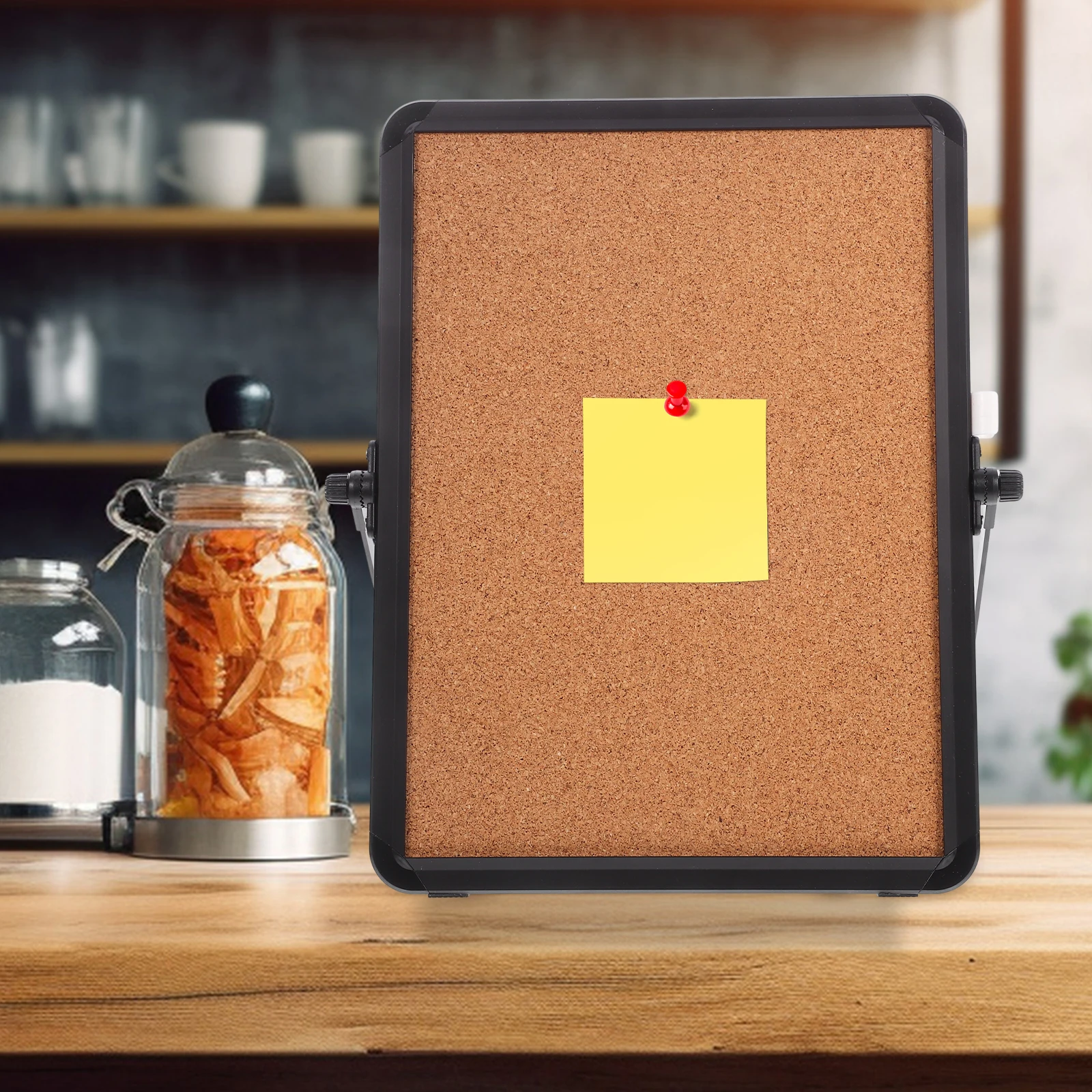 Decorative Cork Board Desktop Accessory Rotating Office Bulletin Board for Notes Reminders Photos Functional Workspace Organizer