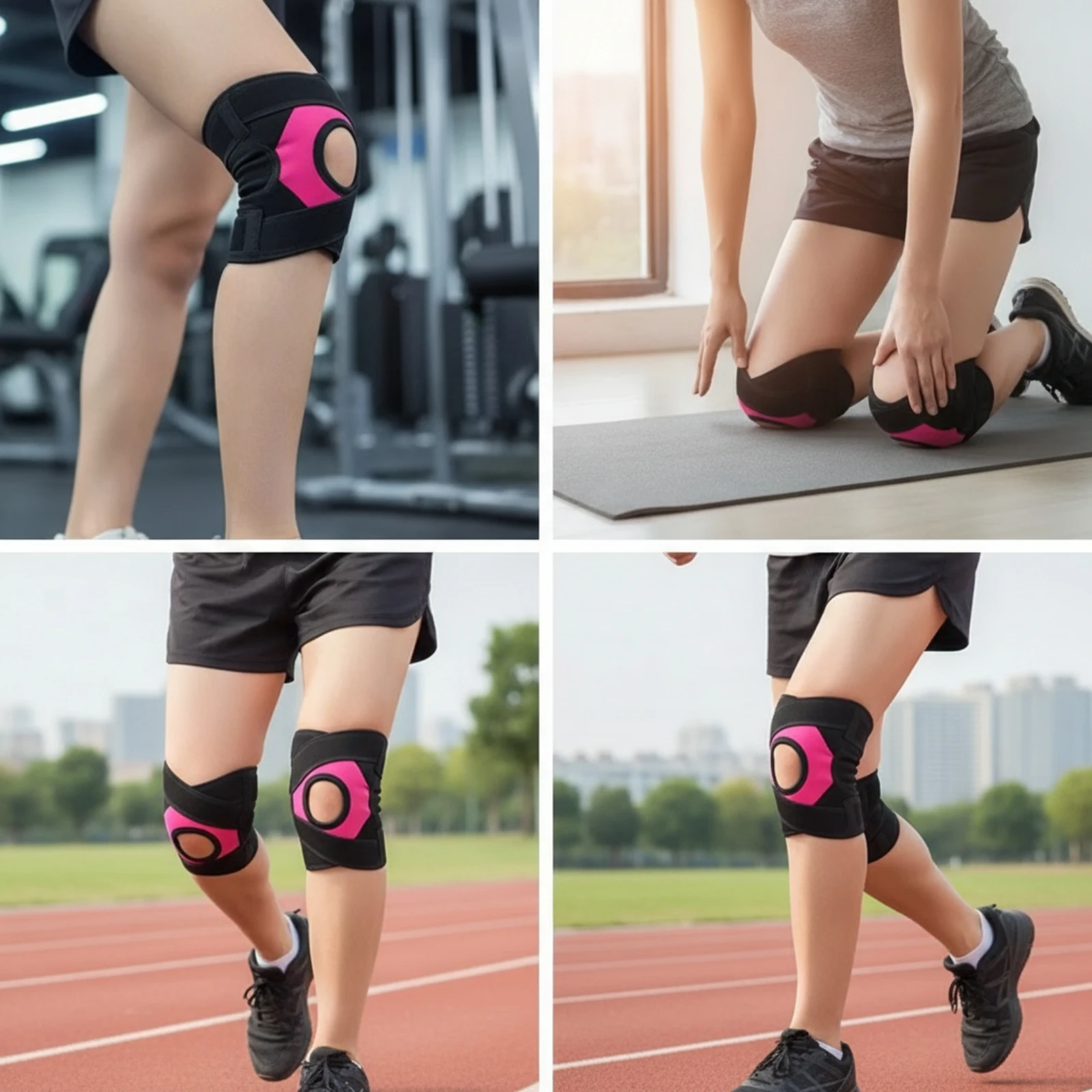 Knee Brace with Side Stabilizers Cross-over Knee Support Wrap One-Size Low-Profile for Athletes, Sports, Daily Activity