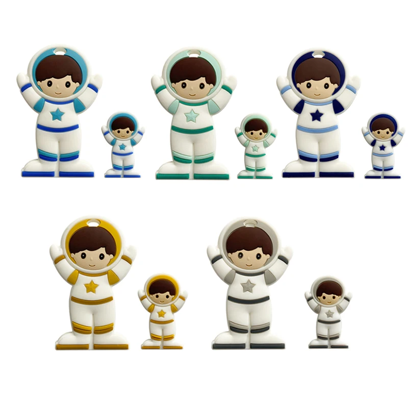 1/10pcs Astronaut Baby Teether Toys Silicone Necklace DIY Beads Silicone Charms Chew Pacifier Chain Bracelet