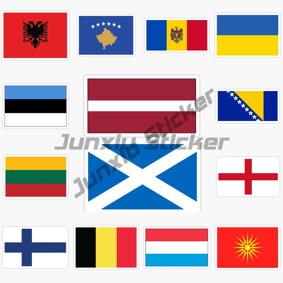 Rectangular National Flag Car Sticker Belgium Luxembourg Finland England Scotland Macedonia Albania
