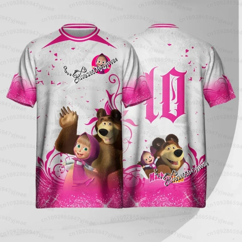 26 Heiß begehrtes Kinder-T-Shirt Russland Cartoon Masha und der Bär bedrucktes Fußballtrikot O-Ausschnitt Cosplay-T-Shirt Sommer Kinder- und Erwachsenen-T-Shirt – Detail 8