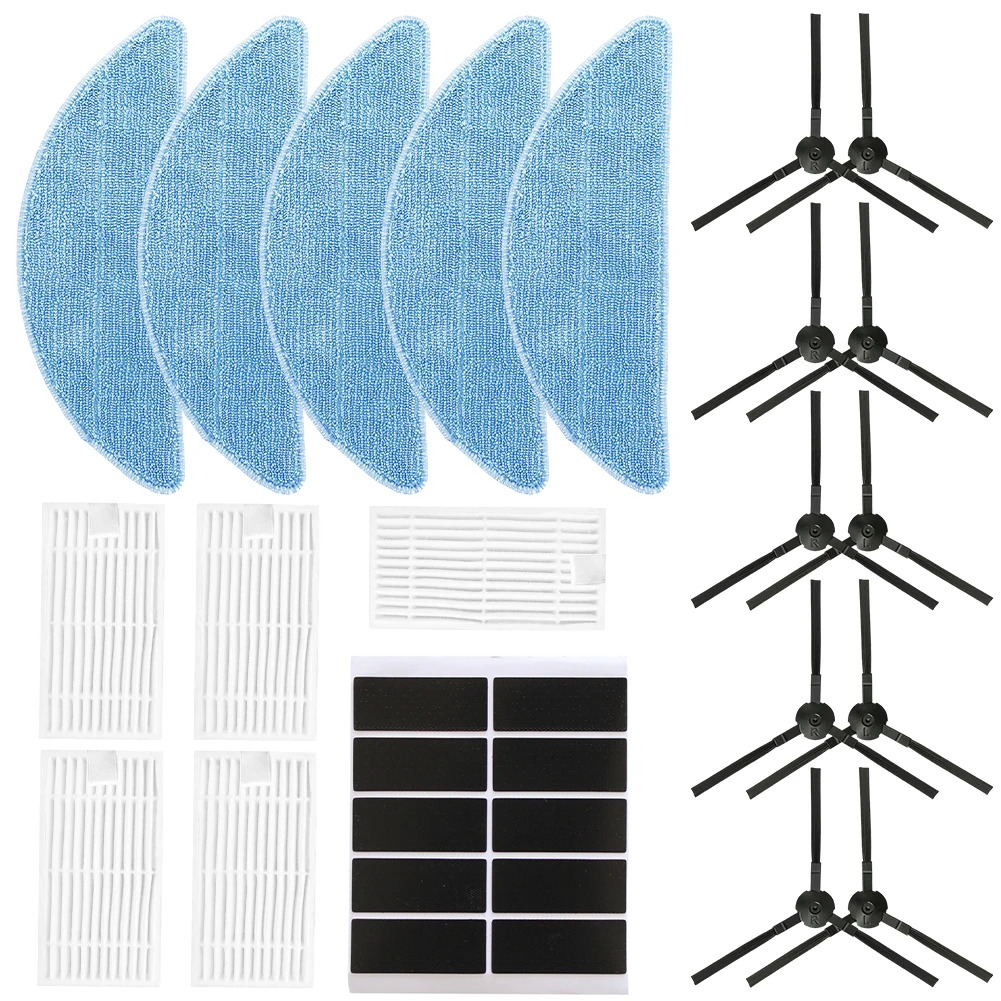 Performance Enhancement Kit for V3 V3s V5 V5s Pro Robot Vacuum 5 Mop Cloths 5 Filters 10 Side Brushes for Maintenance