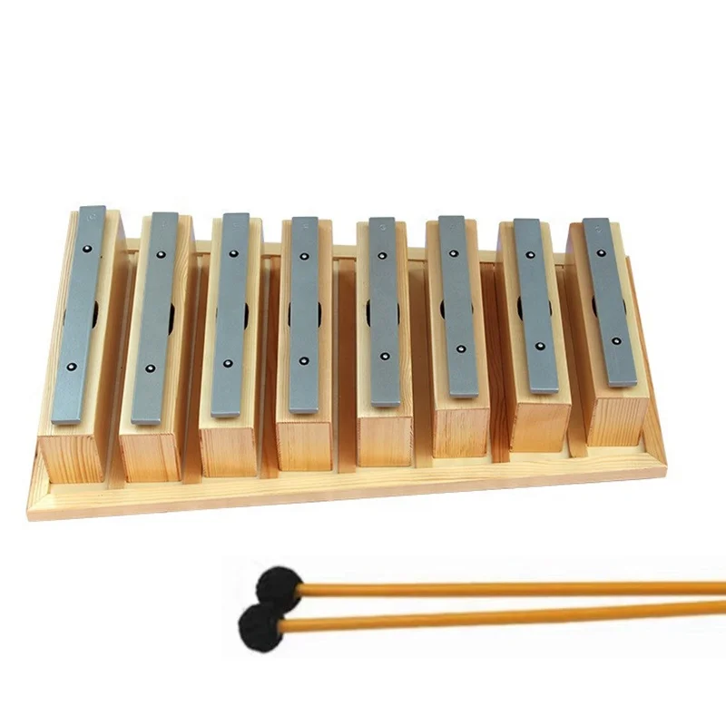 Hooqu Hot Sale 8-tonige xylofoon geluid baksteen metalen percussie-instrumenten muzikaal speelgoed