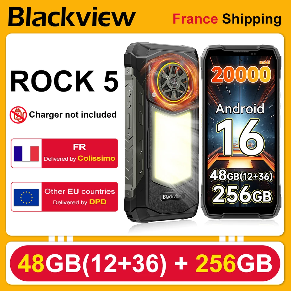 Blackview ROCK 5 Rugged Smartphone Android 16 48GB(12+36)+256GB