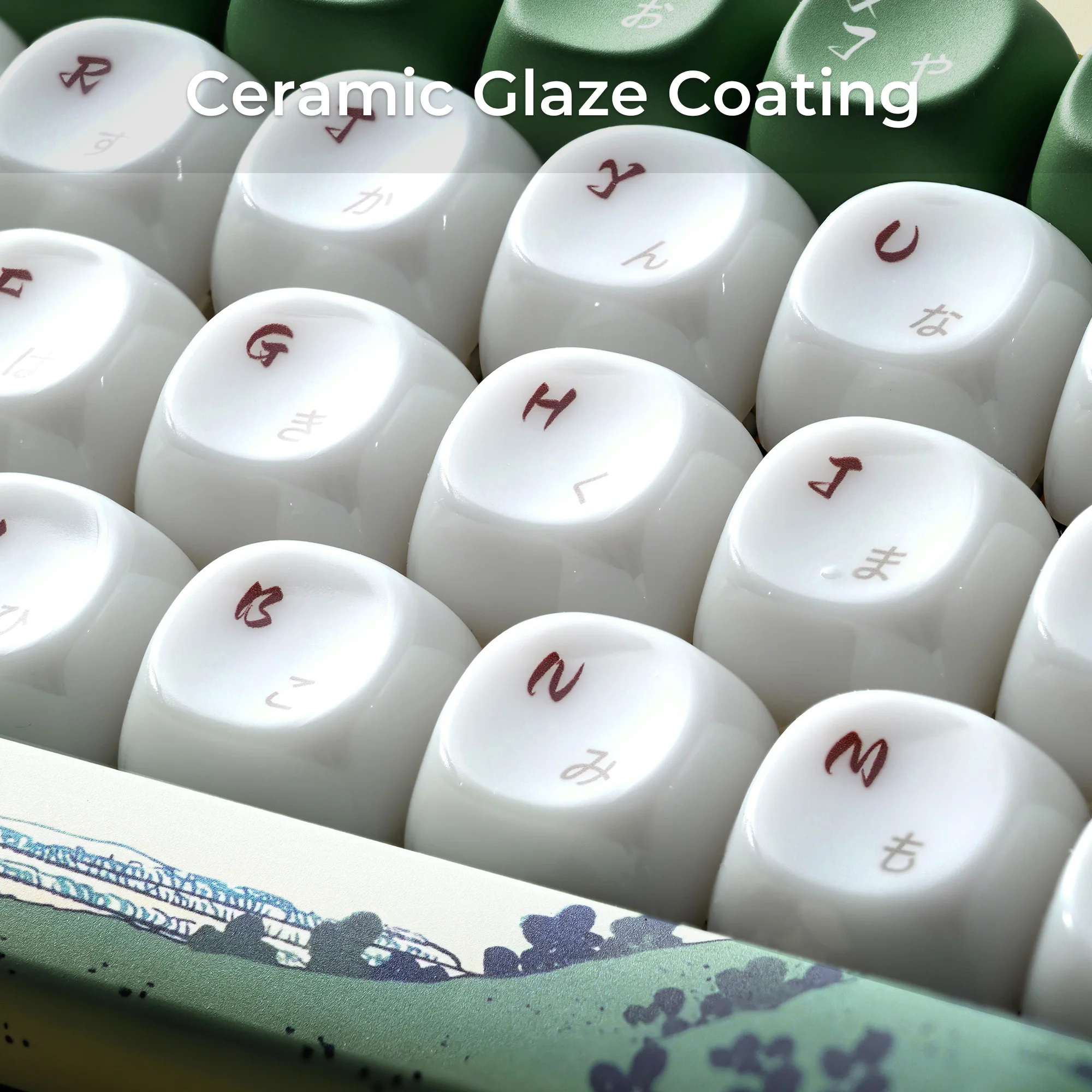 

Ceramic Glaze Coating Keycaps MOA Profile Mount Fuji Theme Japanese Painting PBT Custom Keycap for MX Switch Mechanical Keyboard