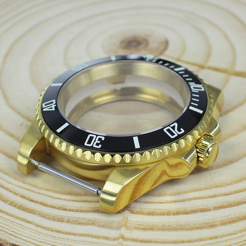 Caja de reloj dorada de lujo con cristal de zafiro resistente al agua NH35, subbisel de cerámica para NH34 NH35 NH36 4R ETA2824 8215 Movts, piezas modificadas