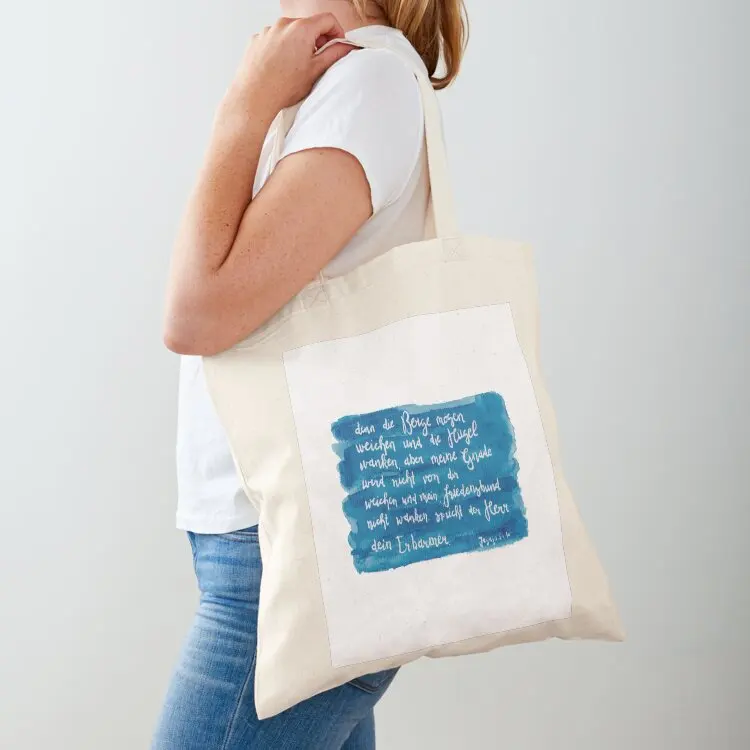 

Isaiah 54:10 on a blue background Tote Bag custom fabric bag tote bags men Reusable bags canvas tote bag